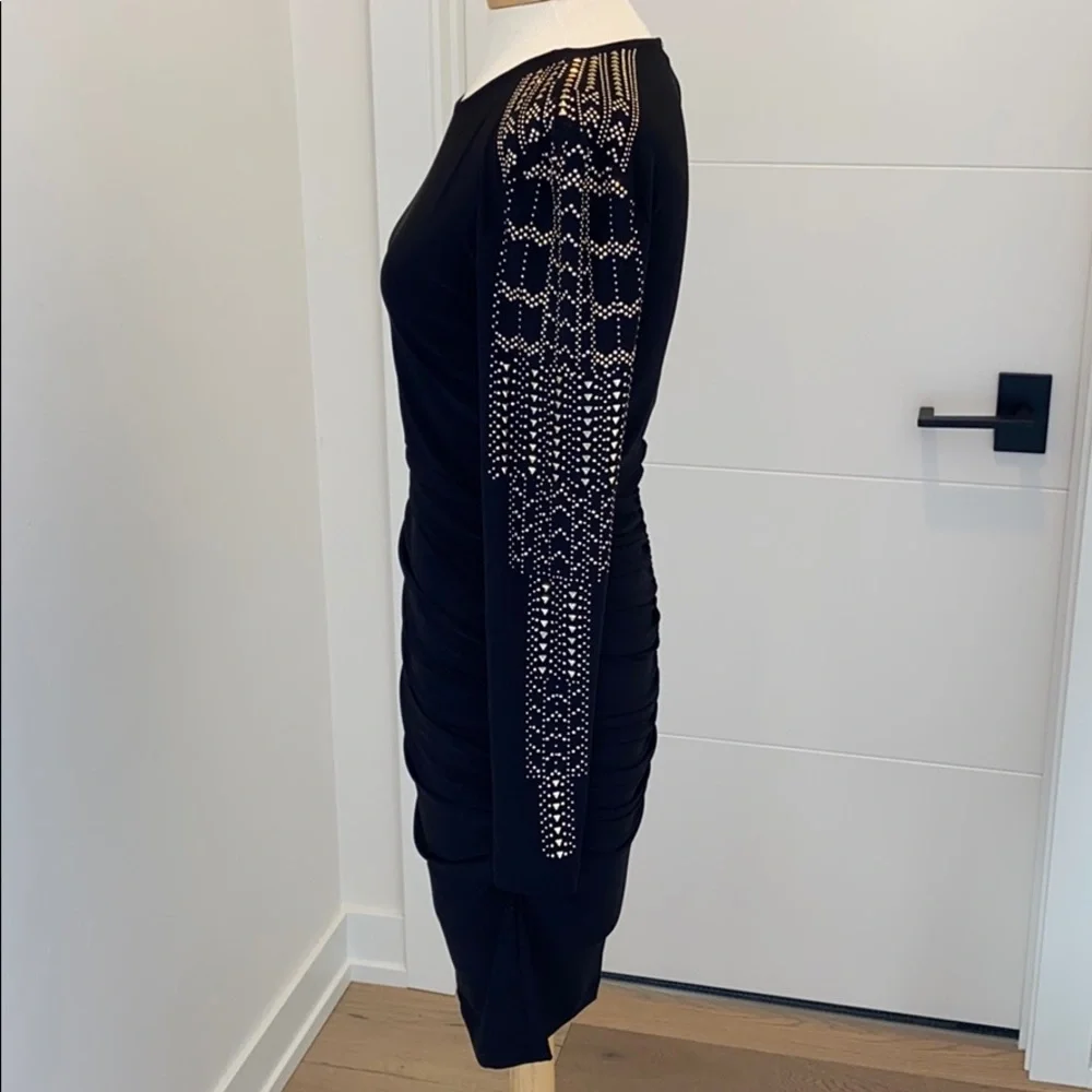 Marina Cocktail Dress with gold jeweled sleeves SM